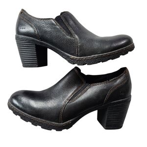 Born b.o.c. Woman’s Chunky Slip On Heel Leather Blarney Black Sz 9